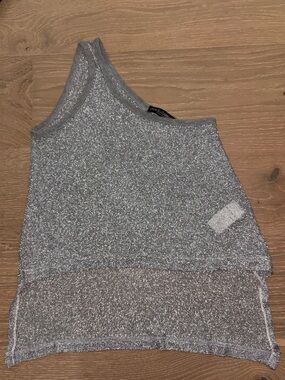 Y2K Dolce & Gabbana Silver One-Shoulder Metallic Tank